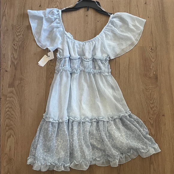 NWT Y2K Light Blue Ruffle floral baby doll dress size XXS - Picture 4 of 4